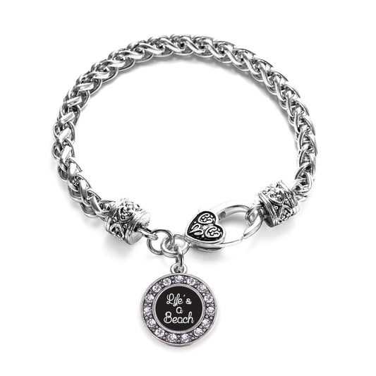 Silver Life Is A Beach Circle Charm Braided Bracelet