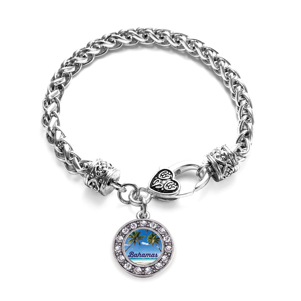 Silver Bahamas Circle Charm Braided Bracelet