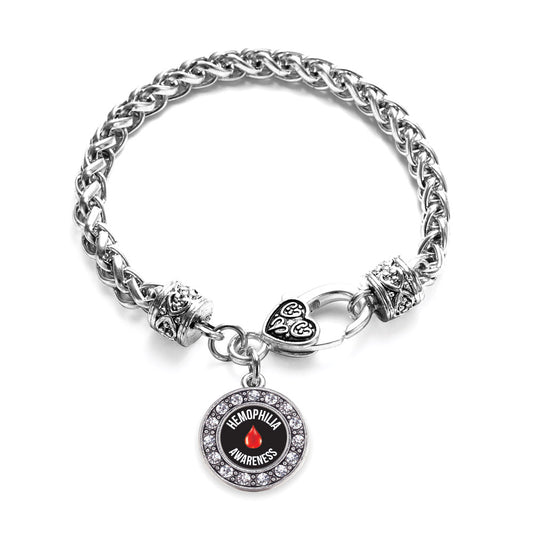 Silver Hemophilia Awareness Circle Charm Braided Bracelet
