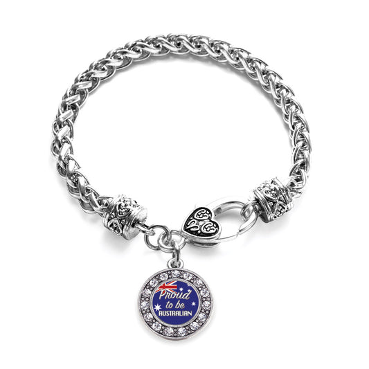 Silver Proud to be Australian Circle Charm Braided Bracelet