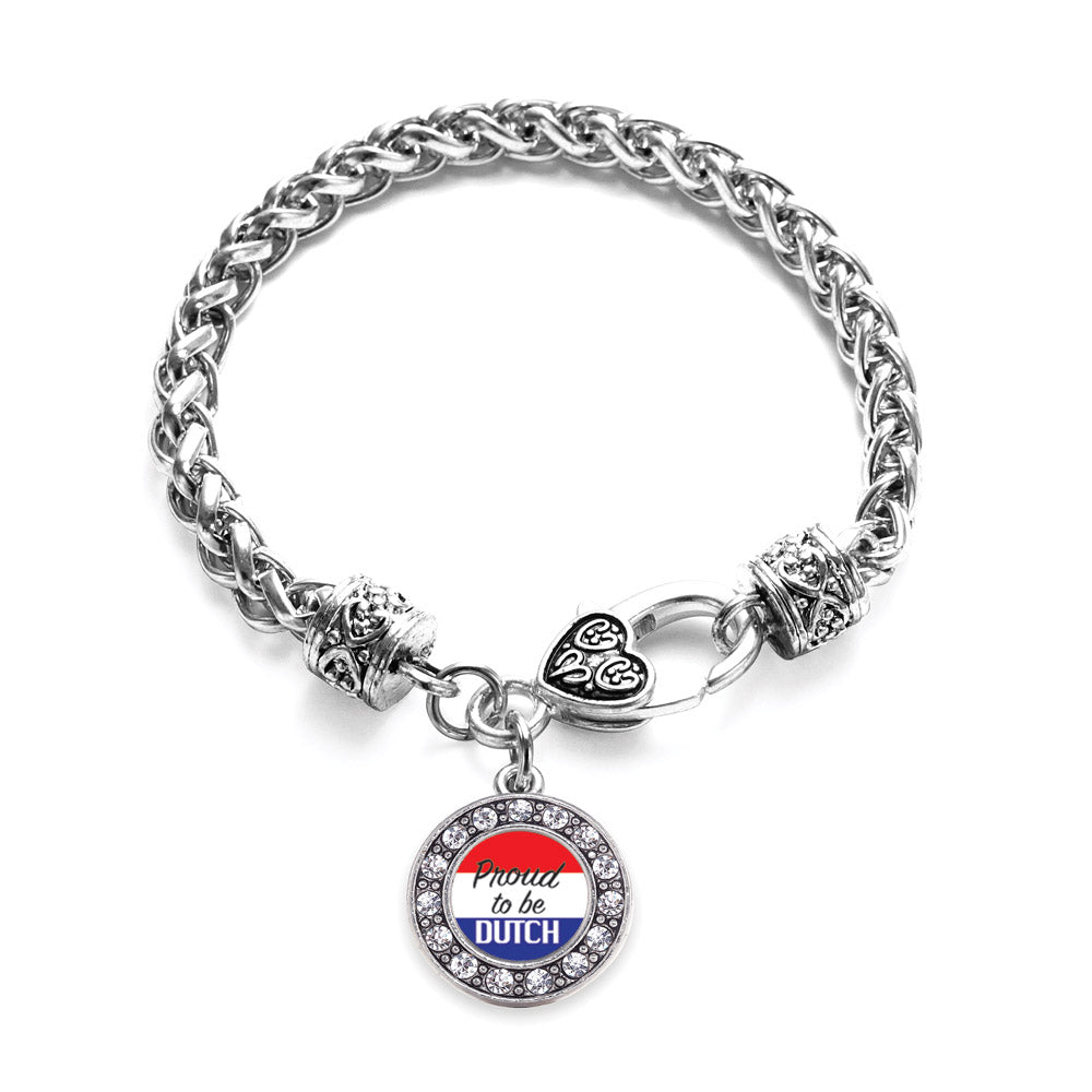 Silver Proud to be Dutch Circle Charm Braided Bracelet