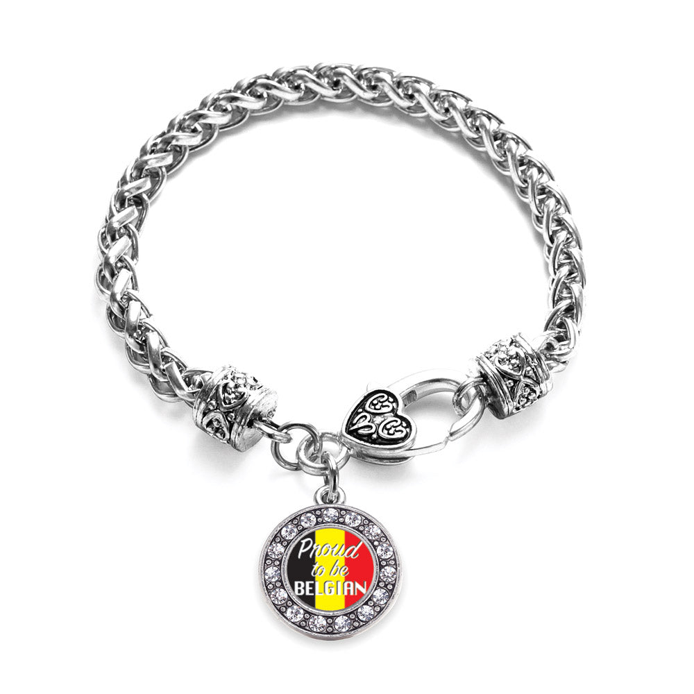 Silver Proud to be Belgian Circle Charm Braided Bracelet