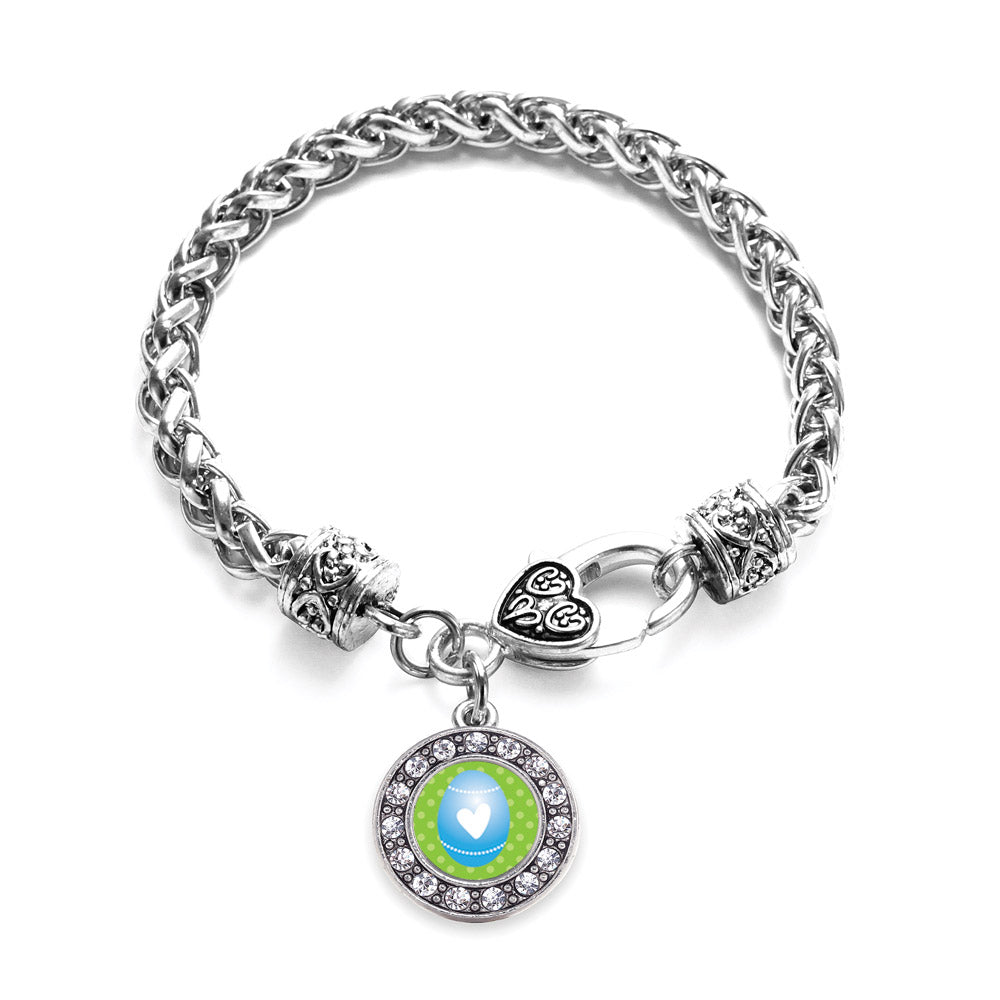 Silver Blue Easter Egg Circle Charm Braided Bracelet