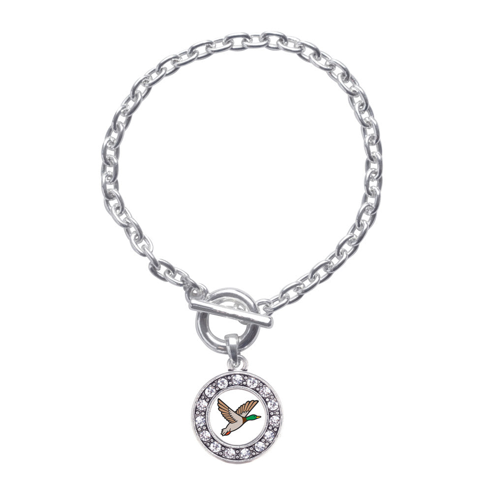 Silver Duck Season Circle Charm Toggle Bracelet