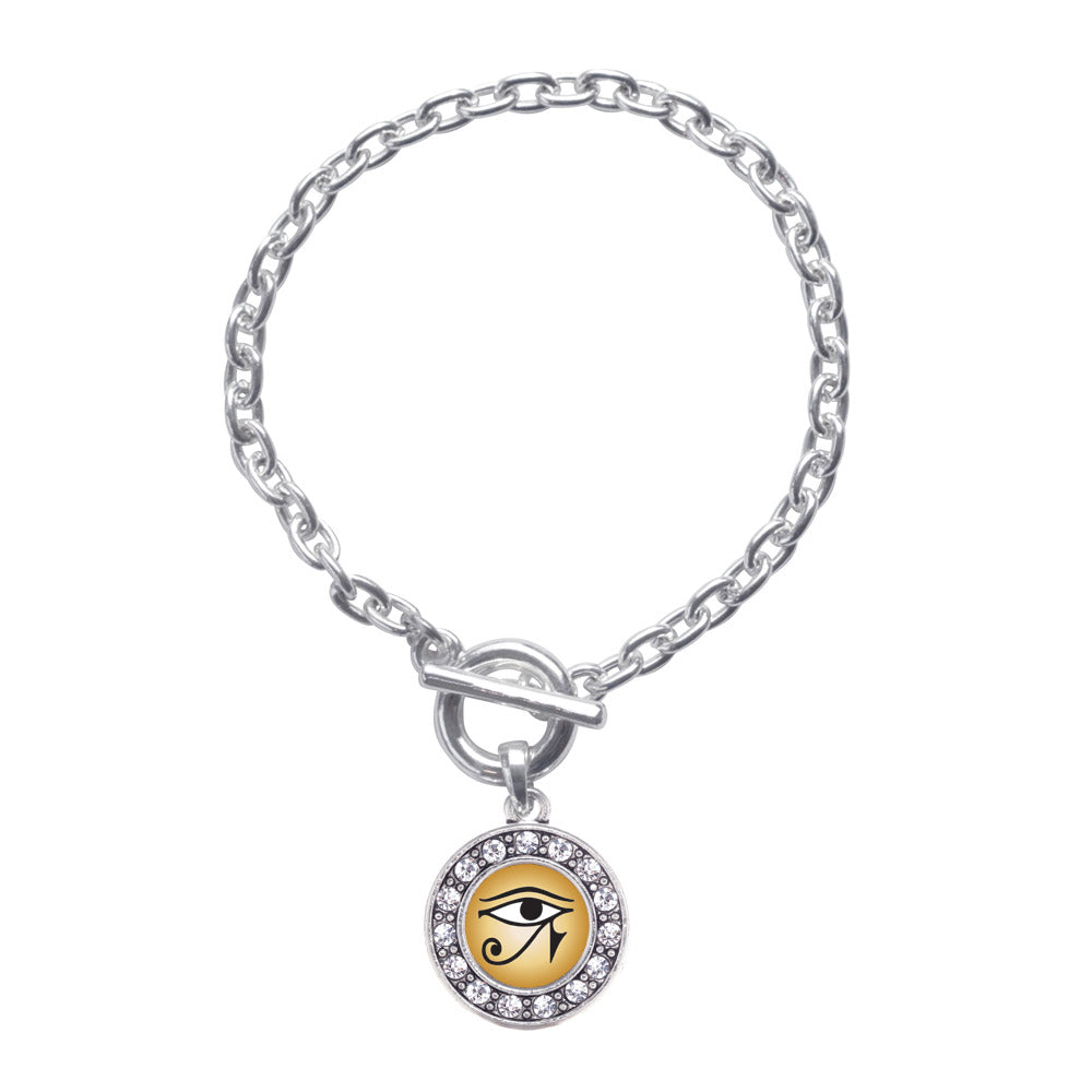 Silver Eye Of Ra Circle Charm Toggle Bracelet