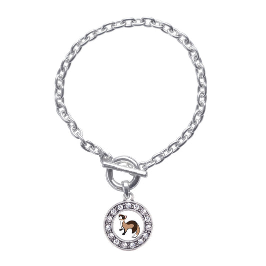 Silver Ferret Circle Charm Toggle Bracelet