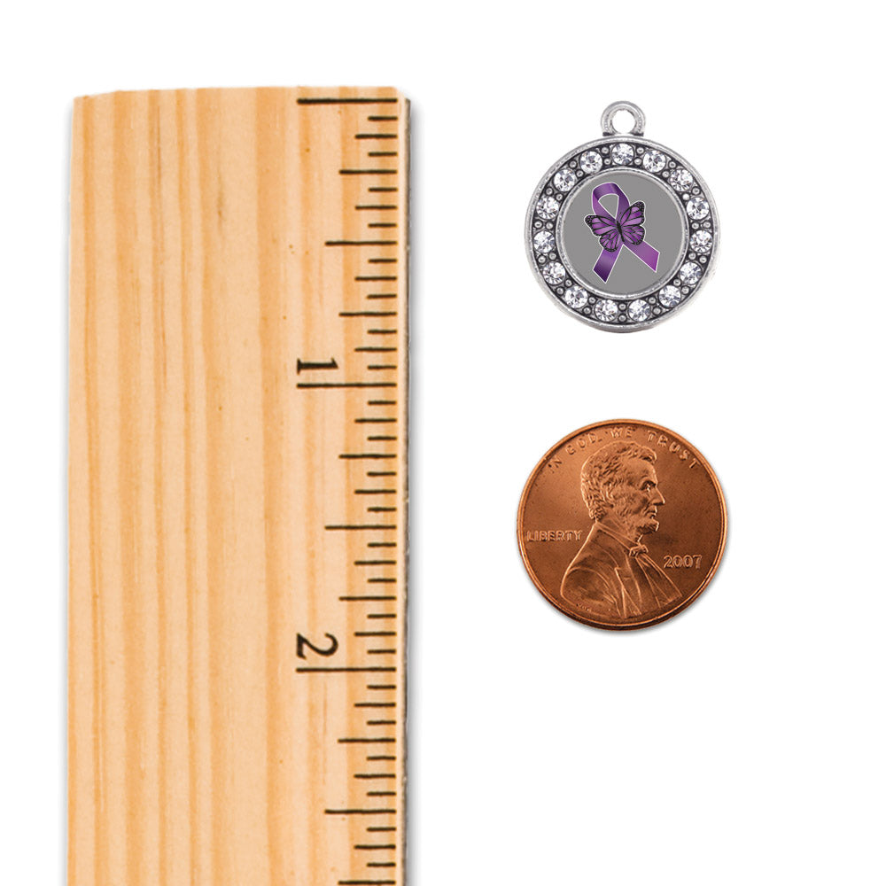 Silver Fibromyalgia Awareness Circle Charm Toggle Bracelet