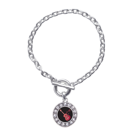 Silver Guitar Lovers Circle Charm Toggle Bracelet