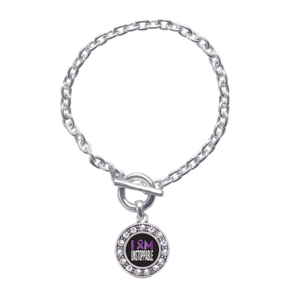 Silver I Am Unstoppable Circle Charm Toggle Bracelet
