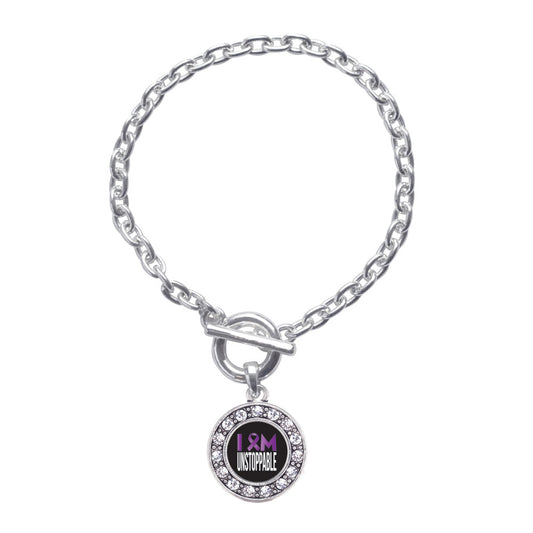 Silver I Am Unstoppable Circle Charm Toggle Bracelet