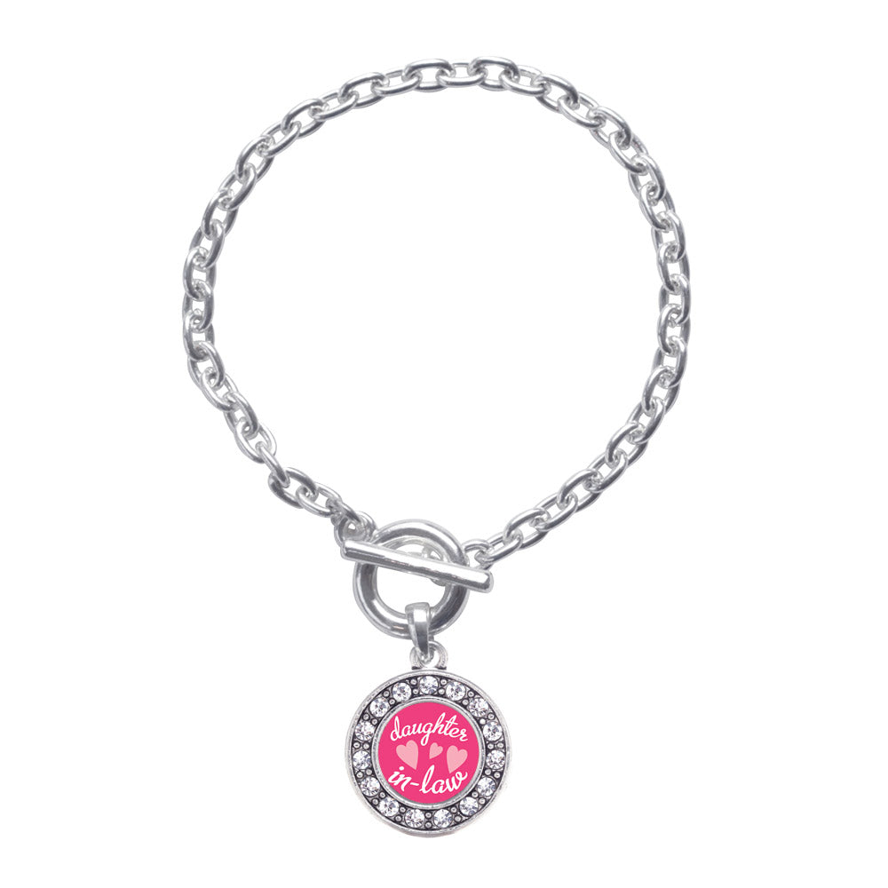 Silver I Love My Daughter In Law Circle Charm Toggle Bracelet