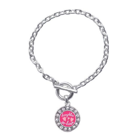 Silver I Love My Daughter In Law Circle Charm Toggle Bracelet