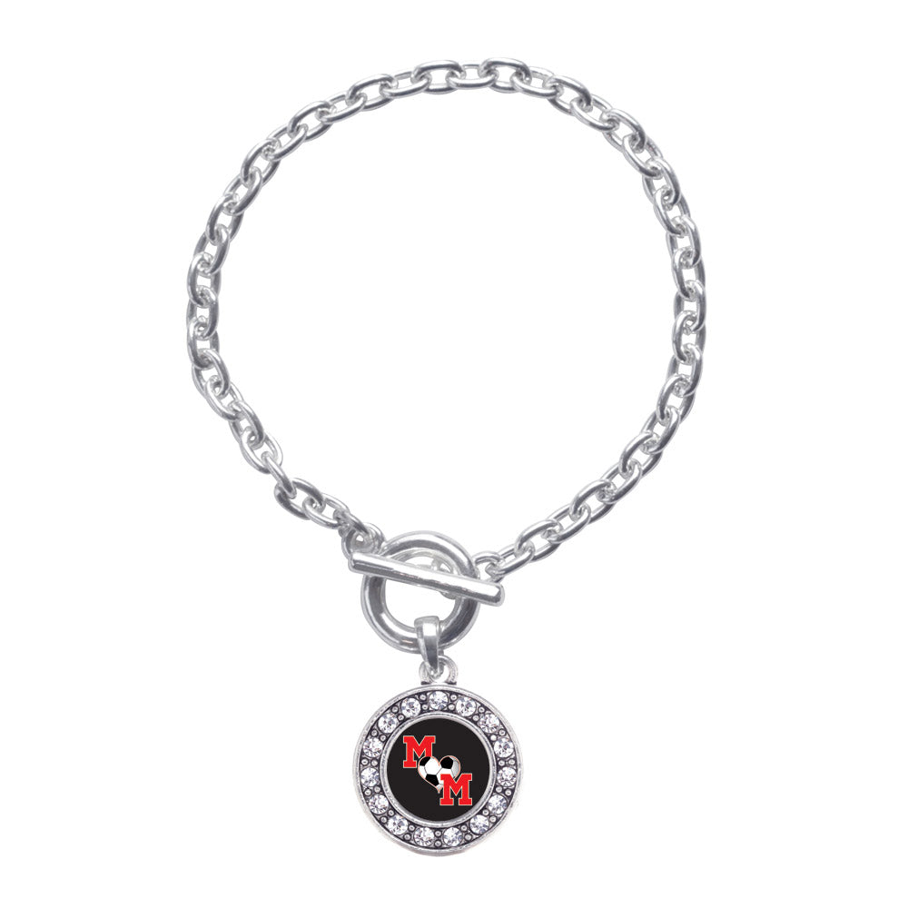 Silver Soccer Mom Circle Charm Toggle Bracelet