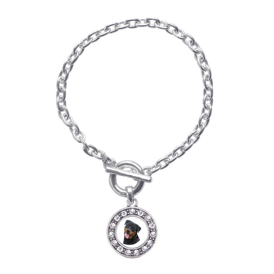 Silver The Rottweiler Circle Charm Toggle Bracelet