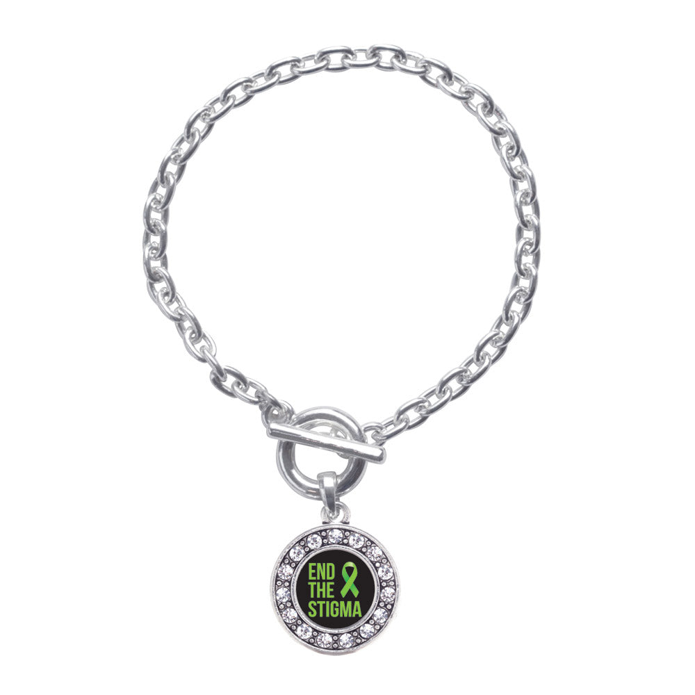 Silver Mental Health Awareness Circle Charm Toggle Bracelet