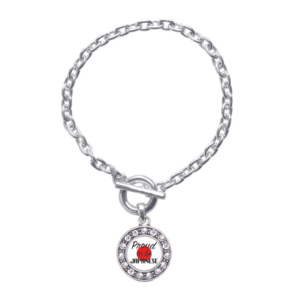 Silver Proud to be Japanese Circle Charm Toggle Bracelet