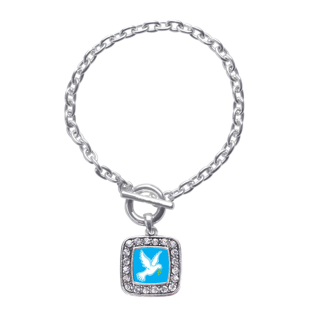 Silver Dove Square Charm Toggle Bracelet