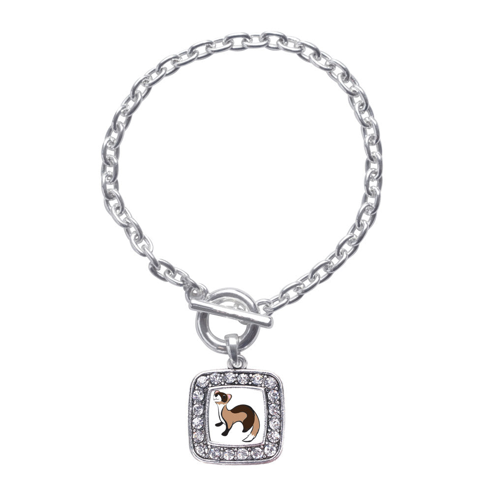 Silver Ferret Square Charm Toggle Bracelet