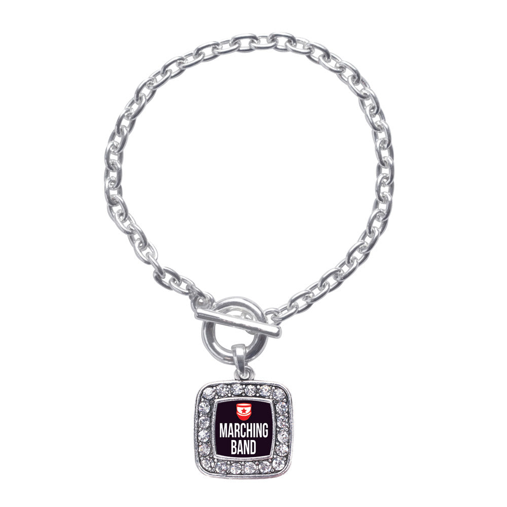 Silver Marching Band Square Charm Toggle Bracelet