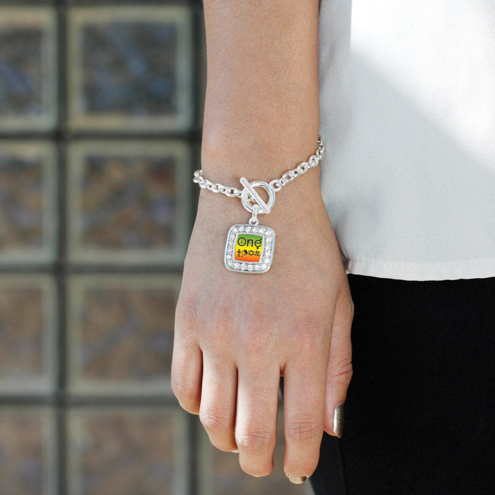 Silver One Love Coexist Square Charm Toggle Bracelet
