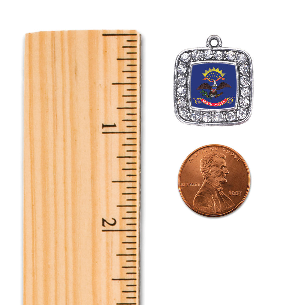 Silver North Dakota Flag Square Charm Toggle Bracelet