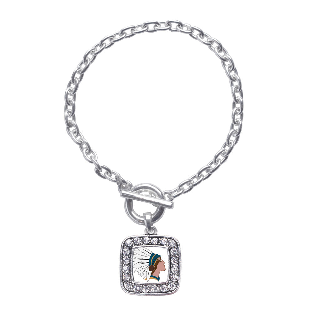 Silver Native American Square Charm Toggle Bracelet