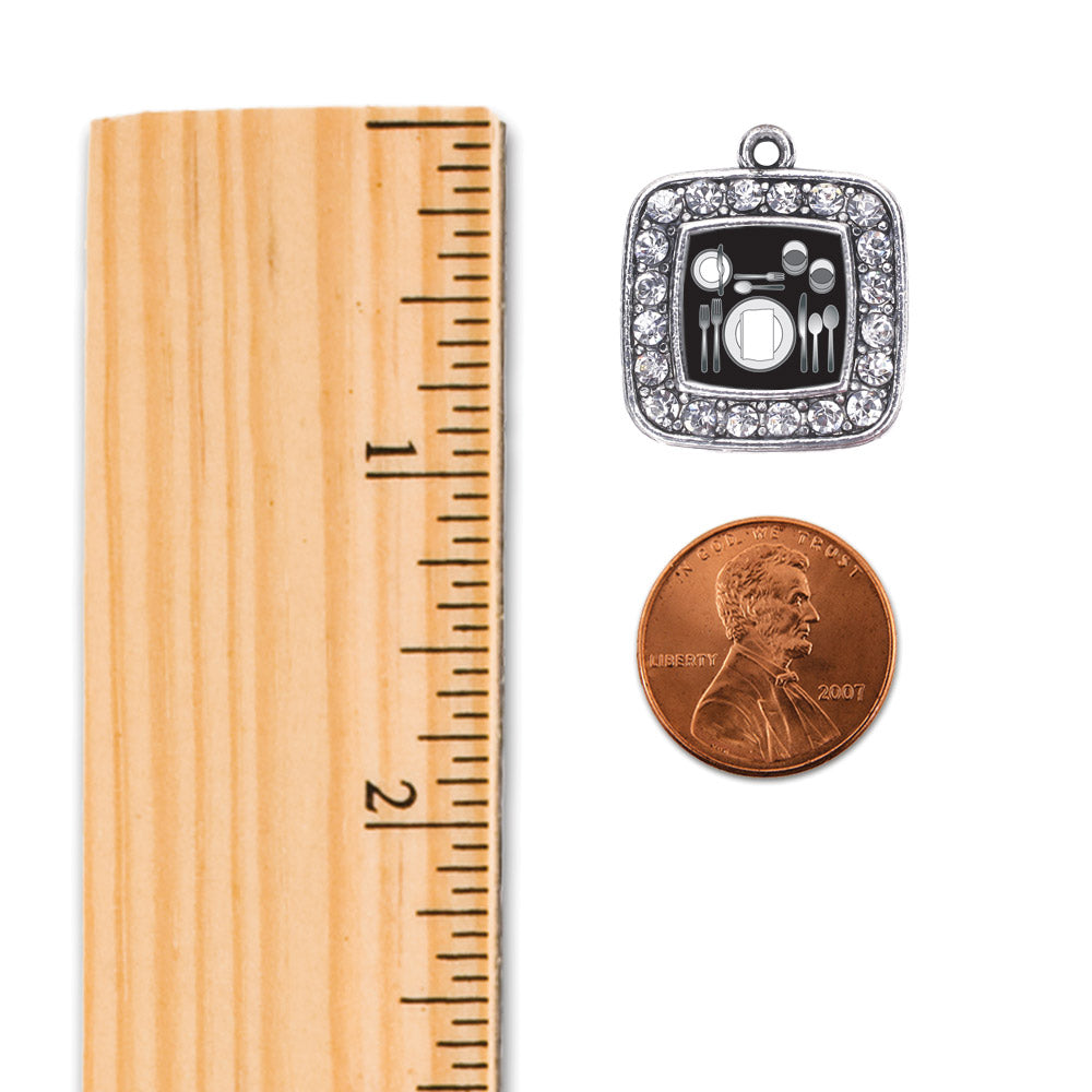 Silver Table Set Square Charm Toggle Bracelet