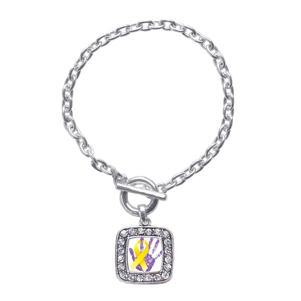 Silver Neuroblastoma Square Charm Toggle Bracelet