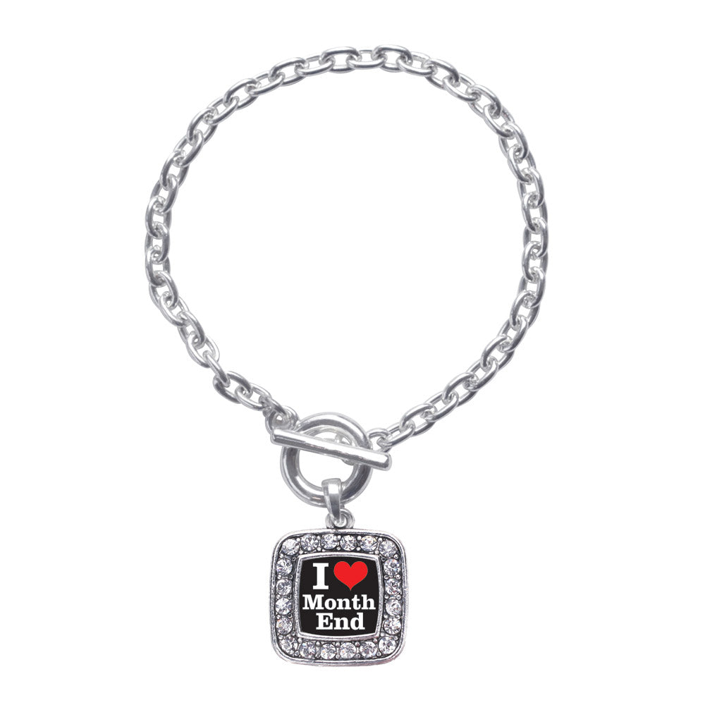 Silver I Love Months End Accountant Square Charm Toggle Bracelet