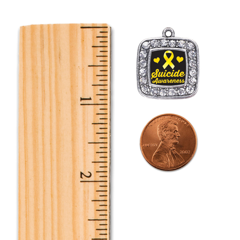 Silver Suicide Awareness Square Charm Toggle Bracelet