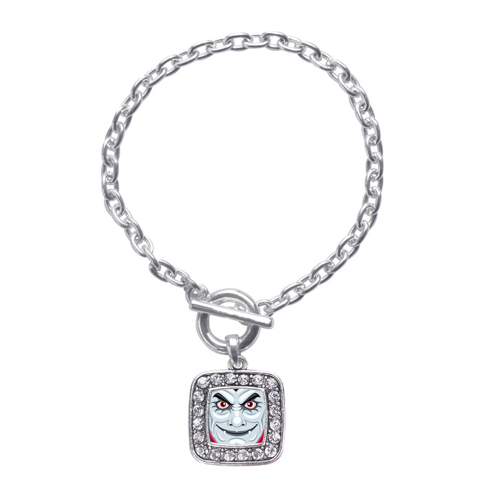 Silver Thirsty Vampire Square Charm Toggle Bracelet