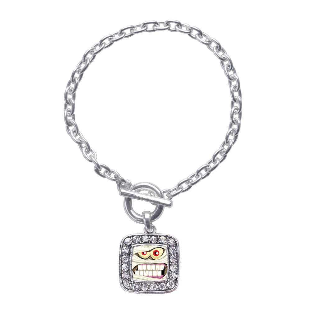 Silver Angry Mummy Square Charm Toggle Bracelet