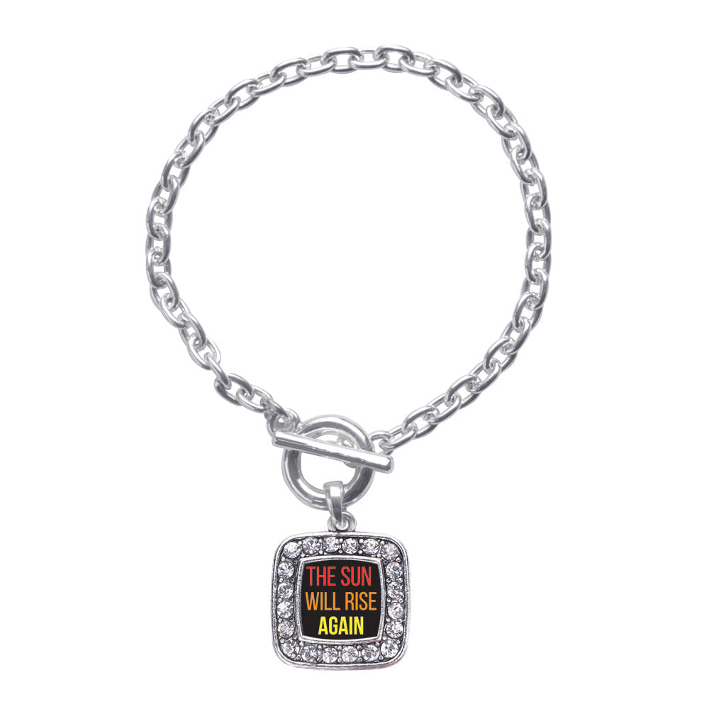 Silver The Sun Will Rise Square Charm Toggle Bracelet