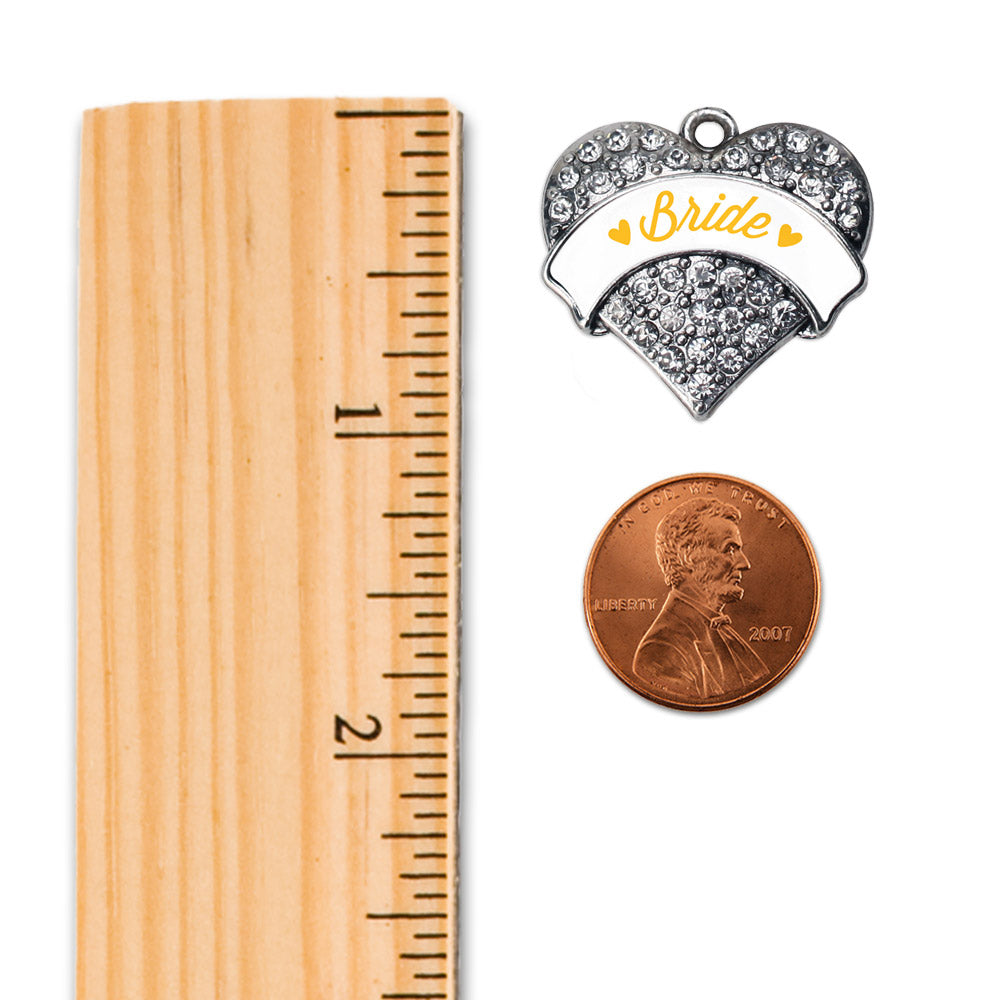 Silver Marigold Bride Pave Heart Charm Toggle Bracelet