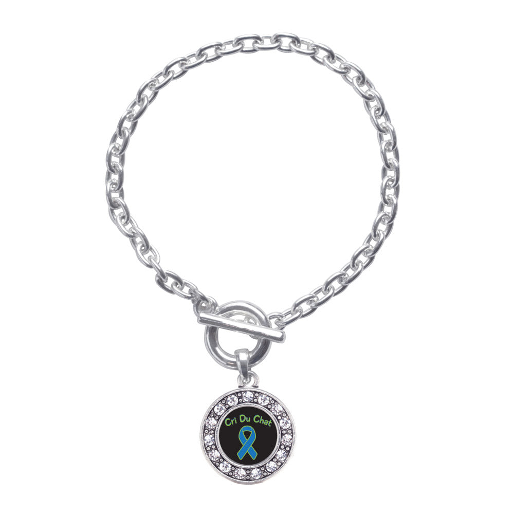 Silver Cri Du Chat Circle Charm Toggle Bracelet