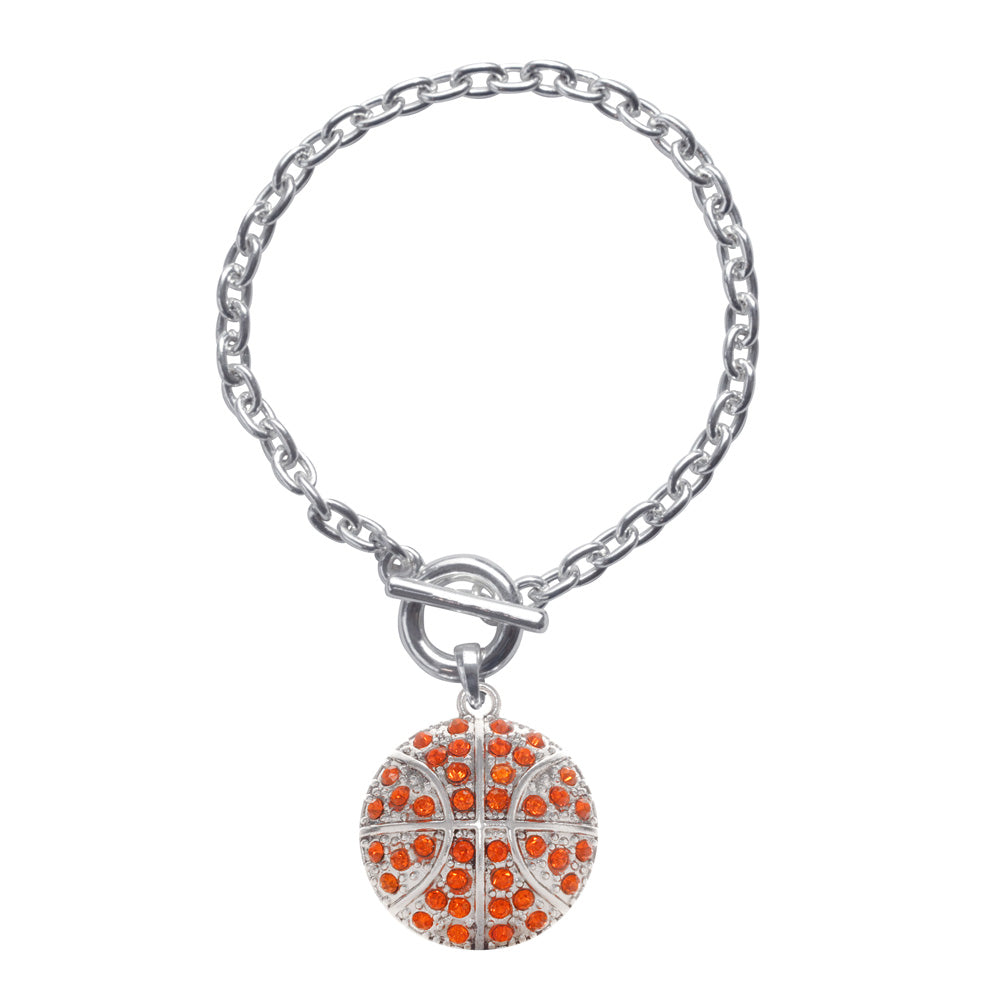 Silver Basketball Charm Toggle Bracelet