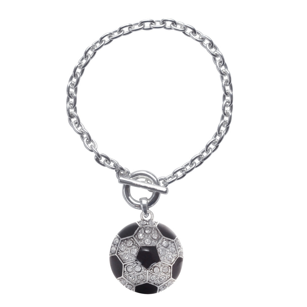 Silver Soccer Ball Charm Toggle Bracelet