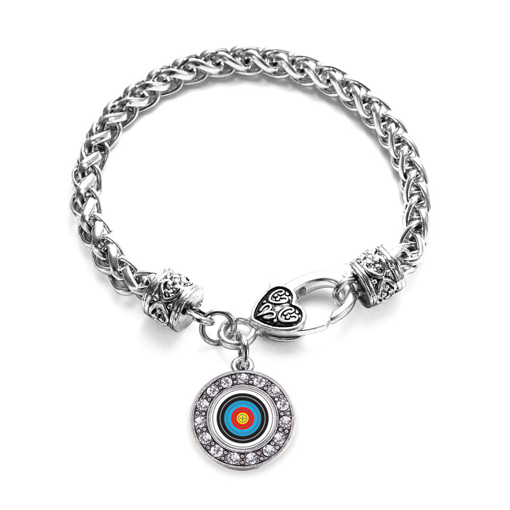 Silver Archery Bullseye Circle Charm Braided Bracelet