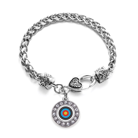 Silver Archery Bullseye Circle Charm Braided Bracelet