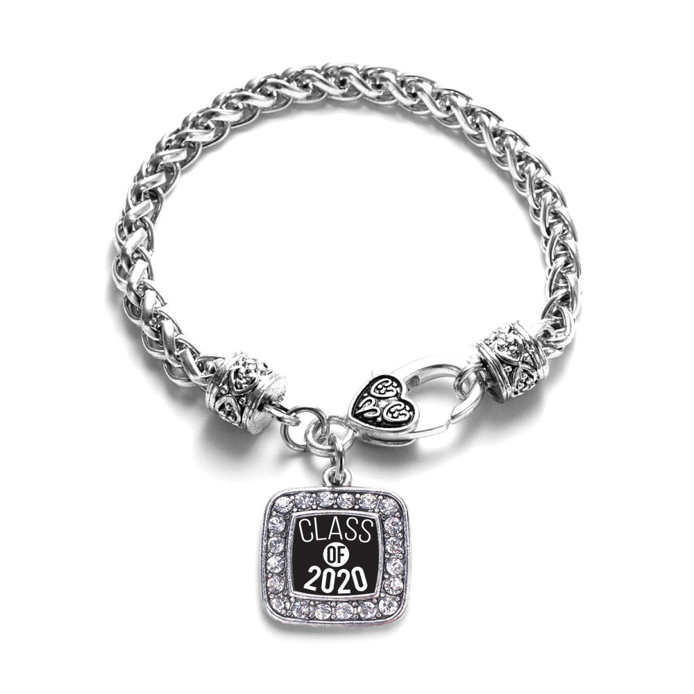 Silver Class of 2020 Square Charm Braided Bracelet