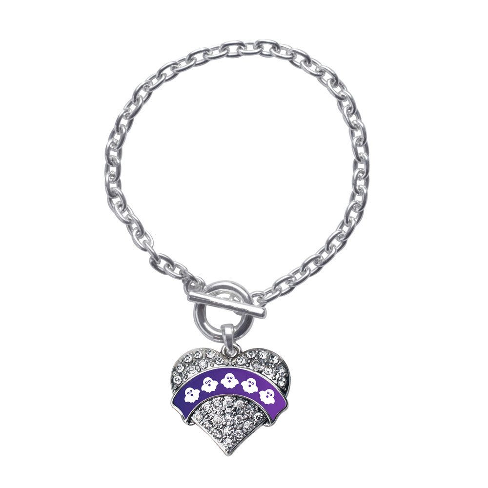 Silver Ghosts Pave Heart Charm Toggle Bracelet