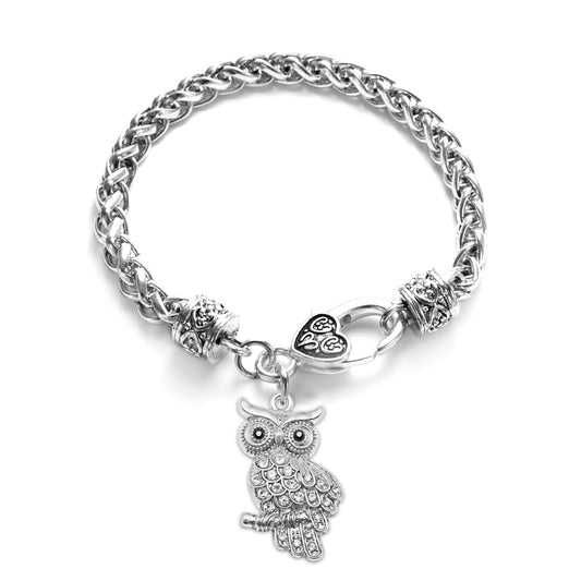Silver Owl Charm Braided Bracelet