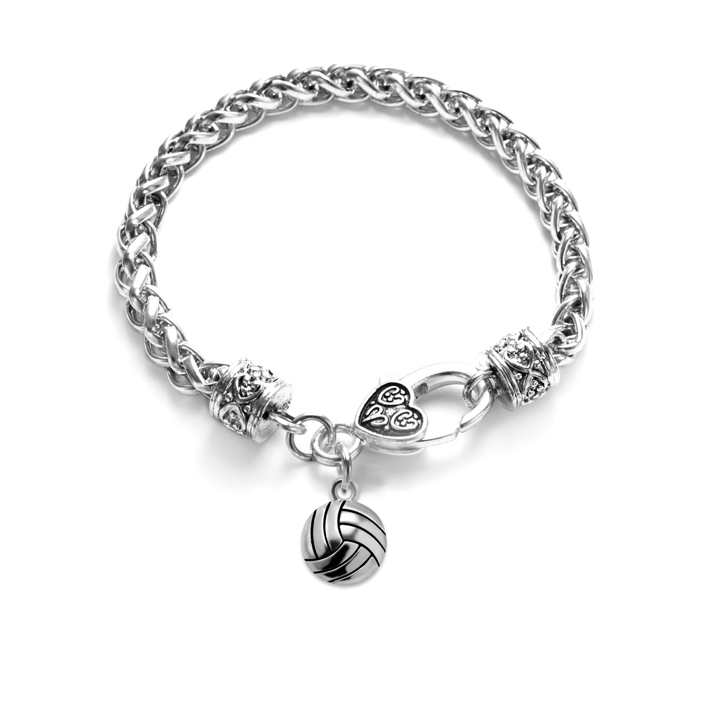 Silver Petite Volleyball Charm Braided Bracelet