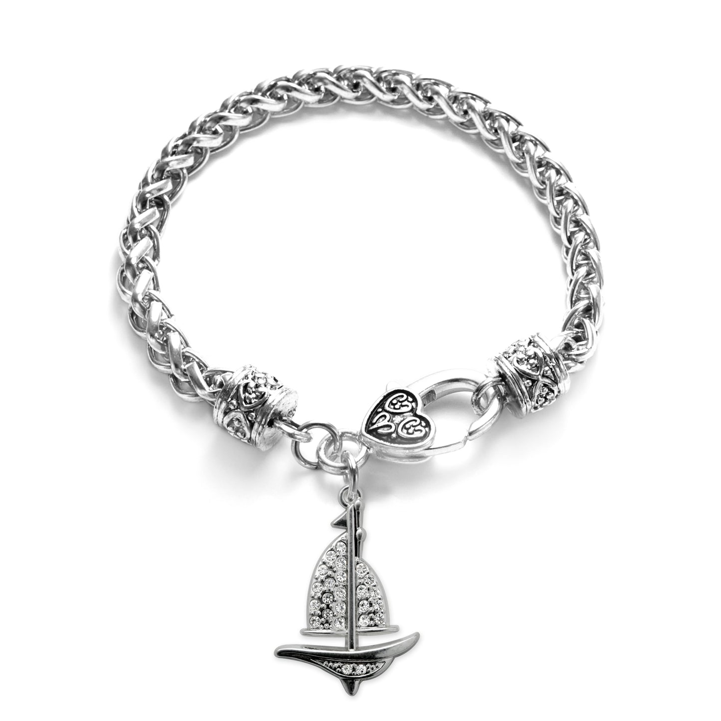 Silver Sailboat Charm Braided Bracelet