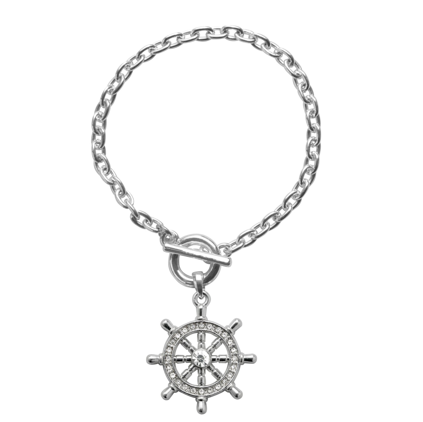 Silver Nautical Charm Toggle Bracelet