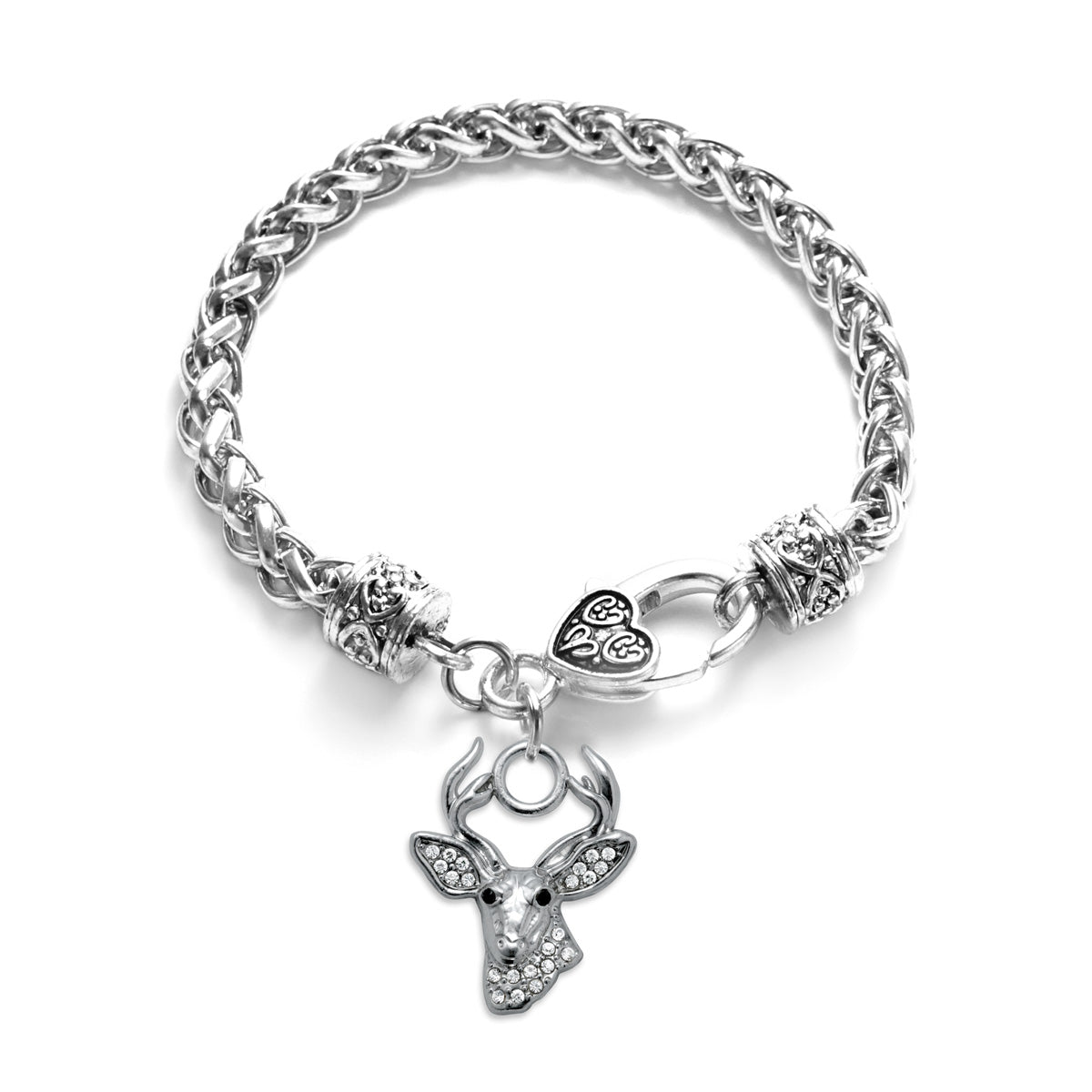 Silver Deer Charm Braided Bracelet