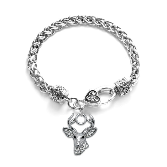 Silver Deer Charm Braided Bracelet