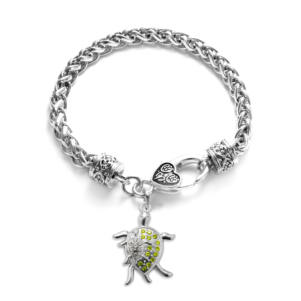 Silver Sea Turtle Family Charm Braided Bracelet