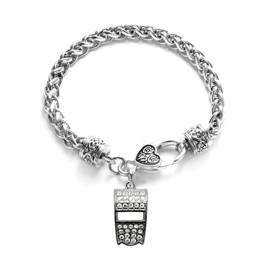 Silver Whistle Charm Braided Bracelet