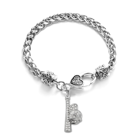 Silver Hat and Bat Charm Braided Bracelet